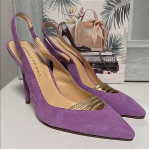 Audrey Brooke Lavender Suede Slingback Heels